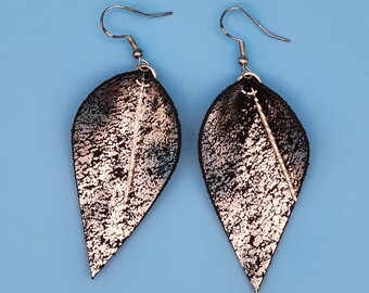 Black and Silver Petal Earrings