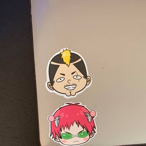 Cute Saiki K Chibi Stickers | Saiki Kusuo Nendo Riki Disastrous Anime Matte Waterproof Laptop Luggage Bottle Planner Notebook Die Cut Vinyl