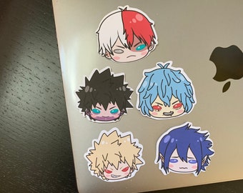 Cute Chibi Head Stickers | Shigaraki Todoroki Bakugo Dabi Tamaki Anime Matte Waterproof Laptop Luggage Bottle Planner Notebook Die Cut Vinyl