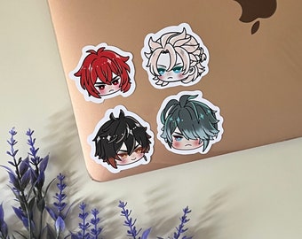 Genshin Impact Husband Stickers / Diluc Alhaitham Albedo Zhongli Cute Impermeable Laptop Equipaje Botella de agua Planner Notebook Die Cut Vinyl