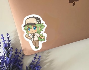 Pegatina de vinilo troquelado N Natural Harmonia Gropius Chibi en blanco y negro / Mate, bonita, impermeable, para portátil, equipaje, botella de agua, planificador, cuaderno