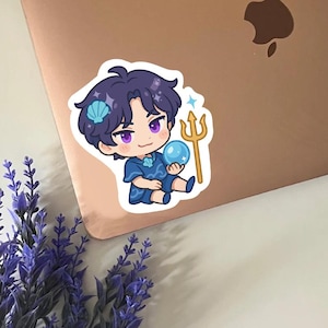 Rafayel Qi Yu Kleine Muschel Wasserfee Chibi Sticker | Matt niedlich wasserdicht Laptop Gepäck Wasserflasche Planer Notebook sterben geschnitten Vinyl