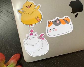 FFXIV Fat Mount Pegatinas / Lindo Gato Chocobo Moogle FF14 Final Fantasy Impermeable Portátil Equipaje Botella de Agua Planificador Kawaii Die Cut Vinilo