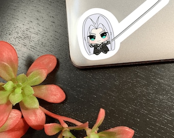 Pegatina de bebé Sephiroth SOLDIER Nui Chibi, Final Fantasy 7 VII FF7, mate, bonita, impermeable, para portátil, botella de agua, cuaderno, vinilo troquelado