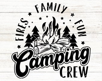 Fires Family Fun Camping Crew SVG, Camping Crew Png, Campfire SVG, Diy Camping T-Shirt, Camping Life, Campfire Cut Files For Cricut