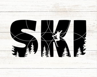 Ski SVG, Skiing SVG, Tree Tops Ski Jump Svg, Ski Life Png, Love To Ski, Ski Bunny, Ski Bum Svg, I'd Rather Be Skiing, Mountain Svg