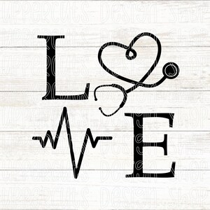 Stethescope Heart Beat SVG, Cute Nurse Life SVG, Stethescope Heartbeat DIY Auto Decal, Love Medical Cut Dateien für Cricut