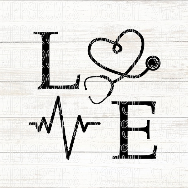 Stethescope Heart Beat SVG, Cute Nurse Life SVG, Stethescope Heartbeat DIY Car Decal, Love Medical Cut Files For Cricut
