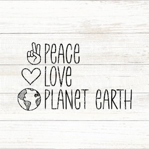 Peace Love Planet Earth SVG, Earth Day SVG, Save the Planet, Earth Day Cut Files For Cricut