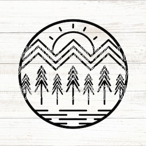 Einfache Berg SVG-Datei, minimalistische Berg SVG diy Grafik Tee, geschnittene Dateien für Cricut, Berg Silhouette, Outdoor-Abenteuer Natur SVG