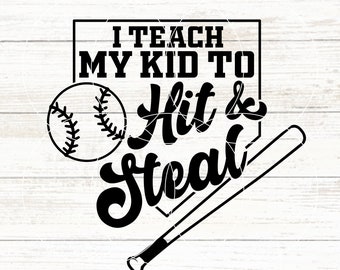Ensino meu filho a rebater e roubar bases, SVG de beisebol, Rebater e roubar bases, Beisebol, Trocadilhos de beisebol, Camiseta engraçada de beisebol para fazer você mesmo, Arquivo de beisebol para Cricut