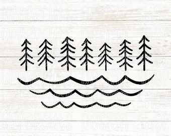 SVG Lago e Árvores, Download Digital de Férias de Verão no Lago, SVG para Camiseta com Tema de Lago, SVG Vida no Chalé, Arquivo de Corte Dias no Lago para Cricut