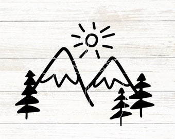 Arquivo SVG de desenho de montanha simples, SVG de montanha minimalista, camiseta gráfica faça você mesmo, desenho de montanha primitiva, silhueta de montanha, natureza SVG