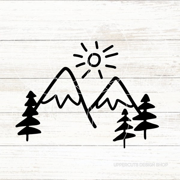 Simple Mountain Drawing SVG File, Minimalist Mountain SVG, Diy Graphic Tee, Primitive Mountain Drawing, Mountain Silhouette, Nature SVG