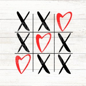 XOXO SVG, Valentine Hearts SVG, Tic Tac Toe Grafik, Süße Valentinstag svg Cut Files für Cricut