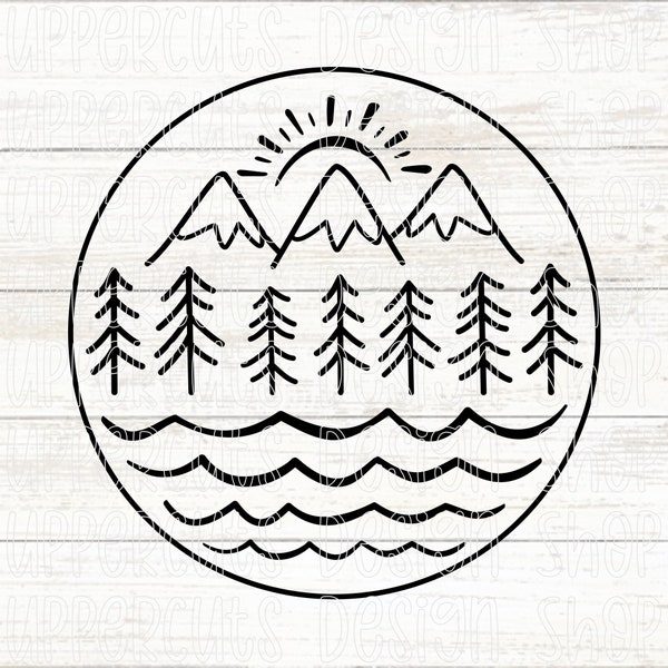 Cute Mountain SVG File, Mountain SVG, Outdoor, Nature T-Shirt Svg, Cut Files For Cricut, Hiking Png