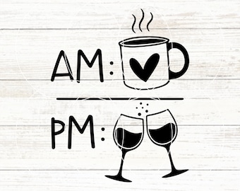 Café da manhã, vinho da tarde SVG, download digital de vinho engraçado