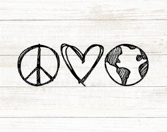 Peace Love Planet Earth SVG, Earth Day SVG, Save the Planet, Earth Day Cut Files For Cricut