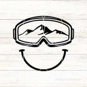 Svg lunettes montagne, Svg hiver mignon, Smiley hiver, Svg ski, Svg snowboard, joyeux hiver, SVg montagne smiley, montagne