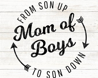 Mamma till pojkar från son upp till son och ner SVG, söt pojke mamma Svg, pojke mamma grafik nedladdning, mamma till pojkar DIY dekal, grafisk t-shirt