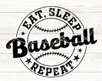 SVG "Comer, Dormir, Beisebol, Repetir", SVG de Beisebol, Mãe de Jogador de Beisebol, Dia de Jogo, Camiseta de Beisebol DIY, Arquivo de Corte de Beisebol para Cricut, Adesivo de Beisebol para Carro