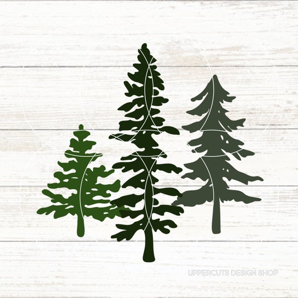 Three Trees SVG File, Tree DIY Graphic Tee, Forest Cuttable File for Cricut, Nature Theme Cut Files, Pine Tree, Outdoor And Nature SVG