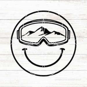 Svg lunettes montagne, Svg hiver mignon, Smiley hiver, Svg ski, Svg snowboard, joyeux hiver, SVg montagne smiley, montagne