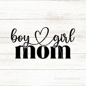 Niño Niña Mamá SVG, Mamá Archivo SVG, Mamá de Ambos Gráficos de Camiseta, Calcomanía de Coche, Niño y Niña Mamá Cortar Archivos para Cricut, Día de la Madre Png