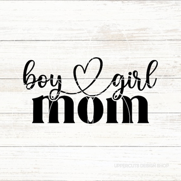 Boy Girl Mom SVG, Mom SVG File, Mom of Both T-Shirt Graphic, Car Decal, Boy and Girl Mom Cut Files for Cricut, Mother's Day Png
