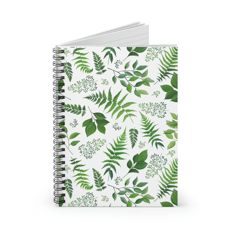 Floral Ferns Tropical Leaves Ferns Spiral Notebook - Ruled Line ...