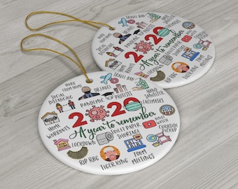 2020 Ornament Double Sided - 2020 A Year to Remember - Quarantine Ornament - 2020 Rewind - Gift Round Ceramic Ornament - Fauci Mask Keepsake