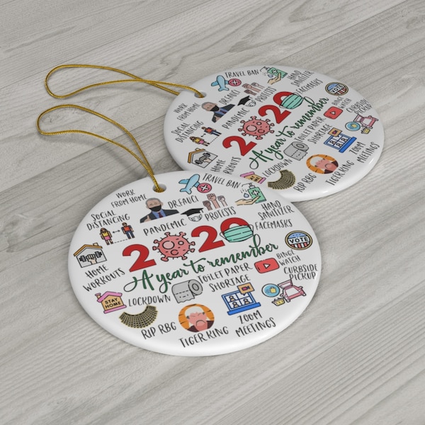 2020 Ornament Double Sided - 2020 A Year to Remember - Quarantine Ornament - 2020 Rewind - Gift Round Ceramic Ornament - Fauci Mask Keepsake