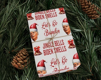 Very Confused Biden Christmas Wrapping Paper Happy Easter - Christmas Song Biden Smells Gift - Let's Go Brandon Pro Trump Wrapping Paper