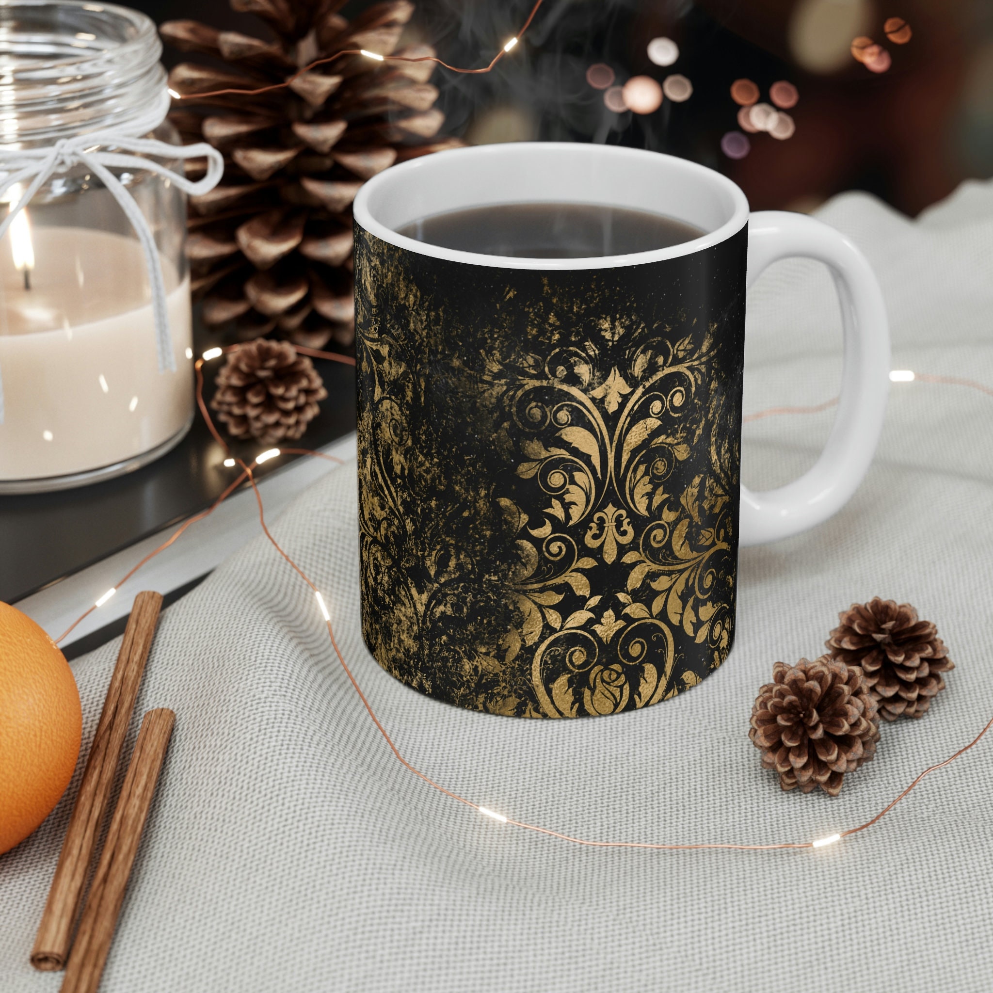 Cloudy Black Gold Pattern Print Coffee Tea Mug 11oz - Great Gift Idea -  Coffee Lovers Tea Lovers Cloudy Gold Stunning Mug 11oz Drink Mug - Etsy
