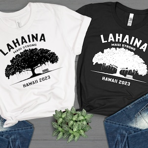 Support Maui Support Lahaina Tshirt - Lahaina Banyan Tree Strong Lahaina Strong - Maui Wildfire Support Bella Canvas 3001 Unisex T-Shirt