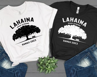 Supporto Maui Support Lahaina Tshirt - Lahaina Banyan Tree Strong Lahaina Strong - Maui Wildfire Support Bella Canvas 3001 Maglietta unisex