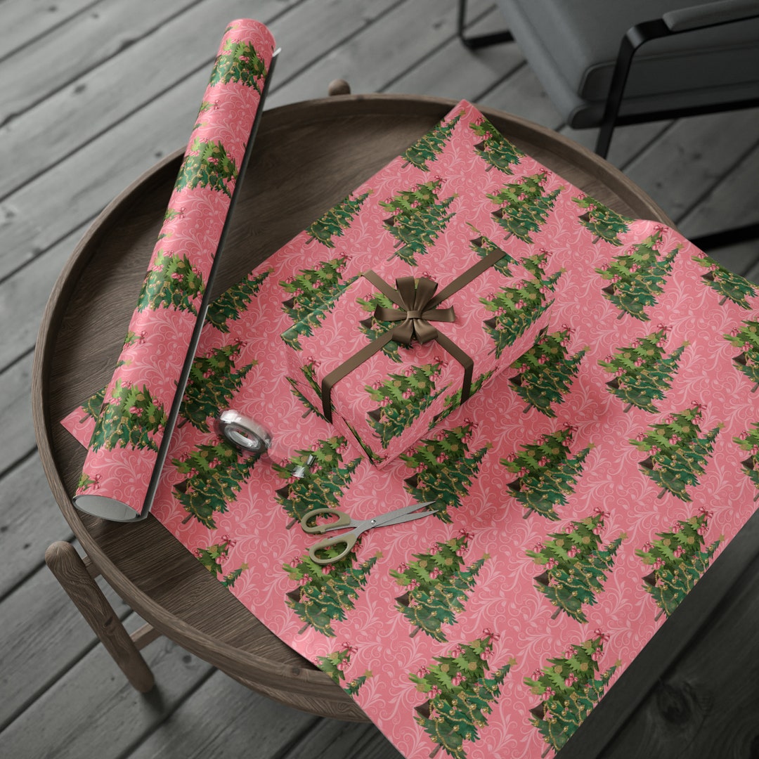 Beautiful Christmas Tree Pink Gift Wrap Pink Wrapping Paper Christmas Trees Great Holiday