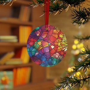 Weihnachten Regenbogen Glasmalerei Stil Ornament Leicht Shaterproof Metallverzierungen Weihnachtsverzierung Austausch Dekoration Geschenk Bunt