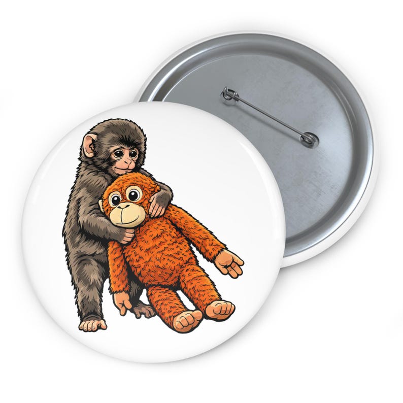 Adorable Punch the Monkey Pin Button, Punch Monkey Hugging Meme, Heart Wearming 2026 Meme of the Year Pin Button image 4