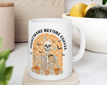 Halloween Mug - Skeleton Mug Nightmare Before Coffee Mug Ceramic Mug 11oz - Skeleton Halloween Pumpkin Coffee Mug
