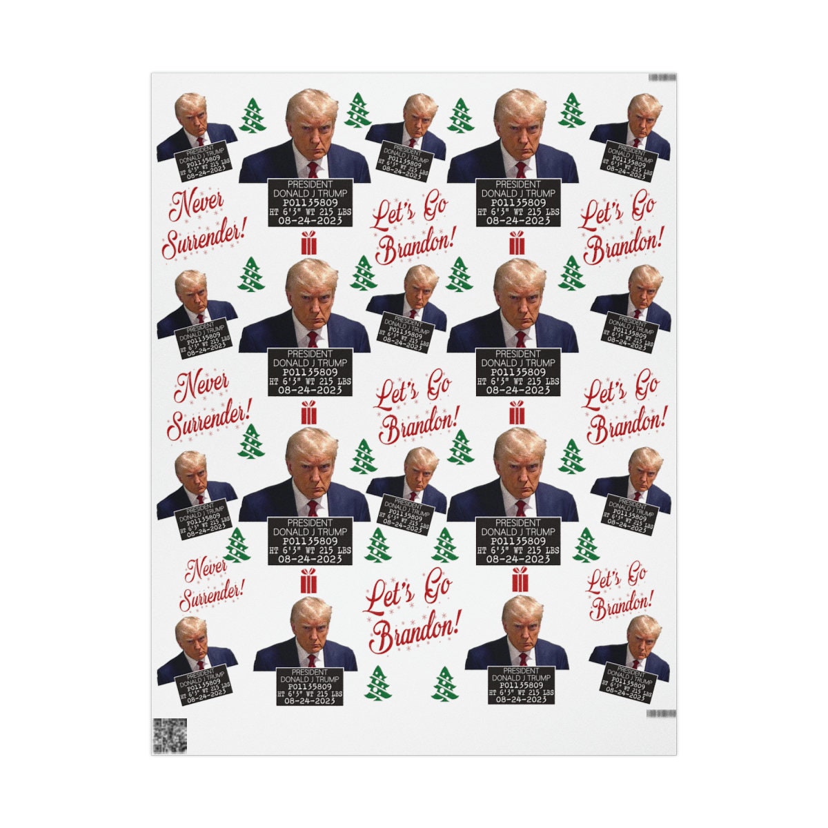  Santa Trump Mugshot Gift Wrap Merry Christmas Gift Wrap Trump  2024 Trump Wrapping Paper Trump Christmas Funny Gift Wrap MAGA Trump (30 x  72) : Health & Household