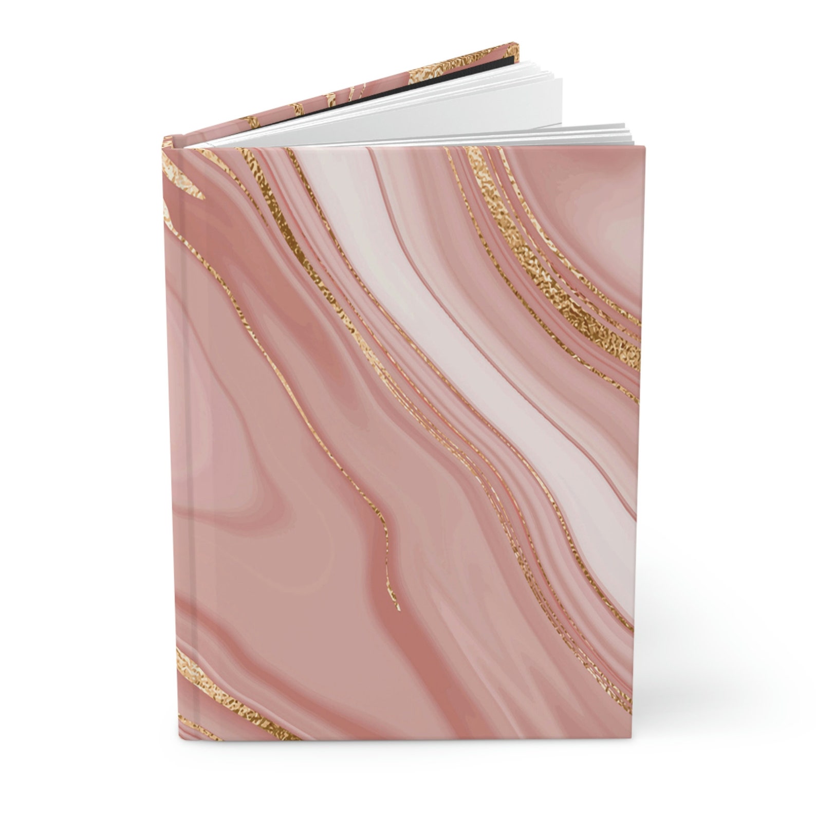 Pretty Pink Marble Print Waves of Pink Gold Marble Hardcover Journal ...