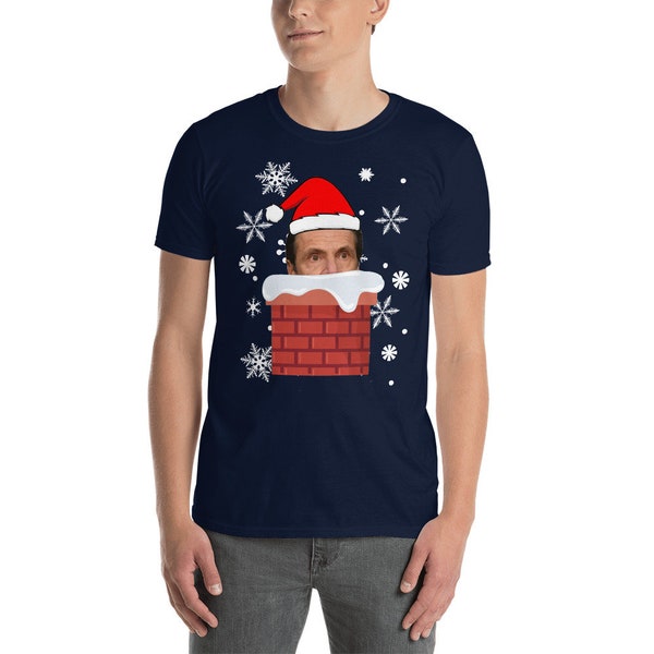 Cuomo Claus Coming Down the Chimney - Cuomo Shirt - Cuomo Watching You - Cuomo Christmas Tshirt Short-Sleeve Unisex T-Shirt - Funny Cuomo
