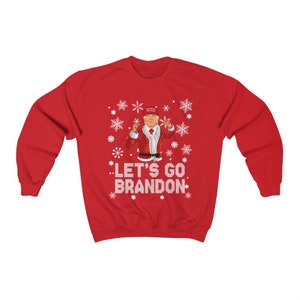 Funny Trump Christmas Sweater - Trump Biden Let&#39;s Go Brandon Santa Trump Sweatshirt - Trump Hat Maga Unisex Heavy Blend Crewneck Sweatshirt
