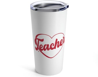 Teacher Heart Retro Grunge Style Teacher Tumbler 20oz Teacher Appreciation Gift Teacher Tumbler Gift Educator Teacher Student Gift Teacher