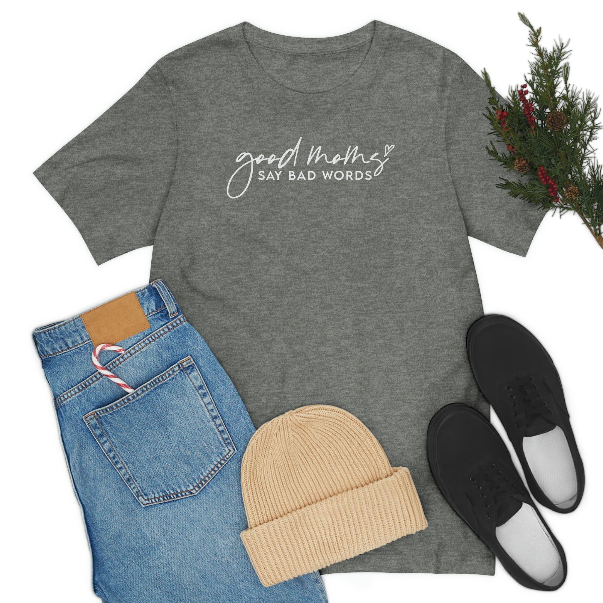 Funny Mother's Day Tank Top - 'Good Moms Say Bad Words' Flow Racerback Tee For Women, Medium Black