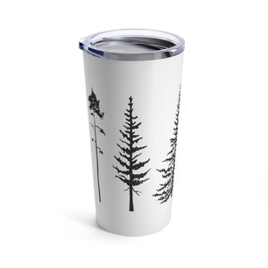 Hiking Tumbler Pine Trees Sihoulettes Evergreen Trees Tumbler 20oz Adventure Wilderness Nature Tumbler Love Nature Gift Explore