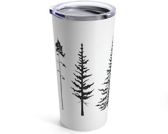 Wędrówki Tumbler Sosny Sylwetki Wiecznie zielone Drzewa Tumbler 20oz Przygoda Dzicz Natura Tumbler Miłość Natura Prezent Odkryj