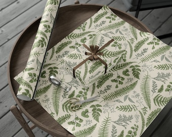 Lovely Botanical Leaves Ferns Gift Wrap - Botanical Wrapping Paper Great for Gifts All Occasion Gift Wrapping Paper - Nature Lover Gift Wrap