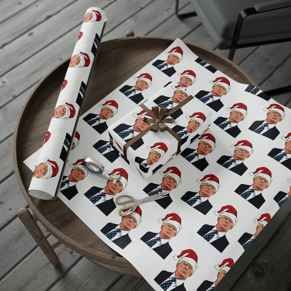 Santa Trump Wrapping Paper for Gifts - Pro Trump Christmas Gift Wrap Let's Go Brandon Maga Gift Wrap Christmas Trump 2024 Santa Hat LGB